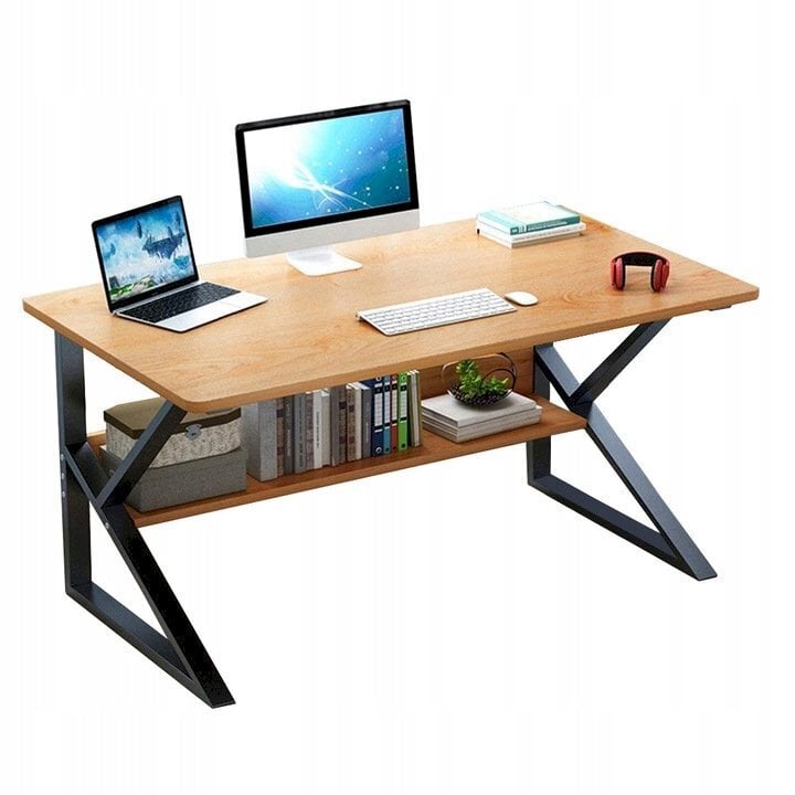 Datorgalds, biroja galds ar plauktu, 120 cm x 40 cm, gaiši brūns cena un informācija | Datorgaldi, rakstāmgaldi, biroja galdi | 220.lv