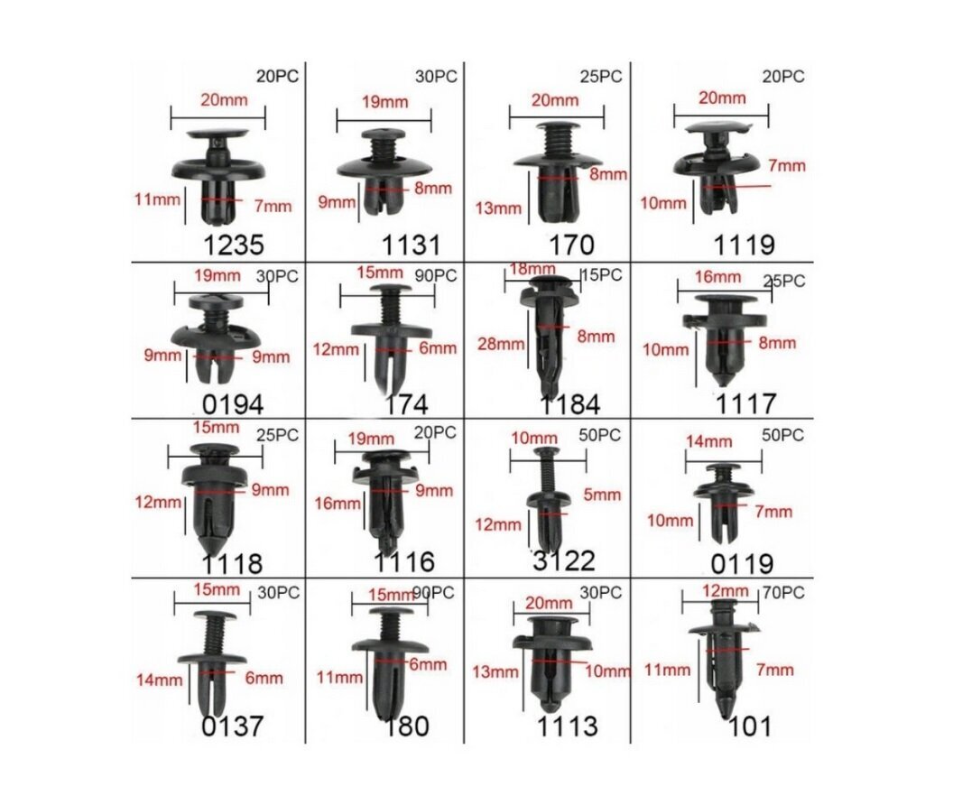 Auto klipu komplekts, 620 det. cena un informācija | Auto piederumi | 220.lv
