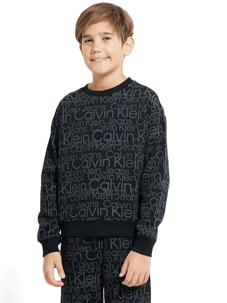 Calvin Klein svitšots zēniem Glow In The Dark Aop Crewneck 520883612, melns cena un informācija | Zēnu jakas, džemperi, žaketes, vestes | 220.lv