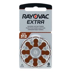 Элементы для слуховых аппаратов Rayovac Extra PR41 312, 8 шт. цена и информация | Батарейки | 220.lv