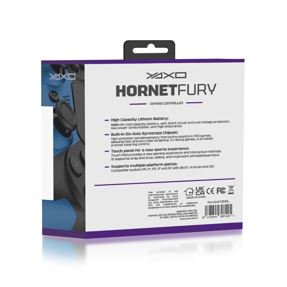 Yaxo Hornet Fury YGHFC03BL cena un informācija | Spēļu kontrolieri | 220.lv