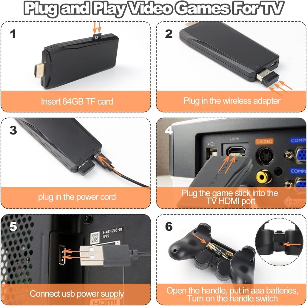 HappyJoe Plug & Play 20000+ Games, 4K HDMI, 64GB cena un informācija | Spēļu konsoles | 220.lv