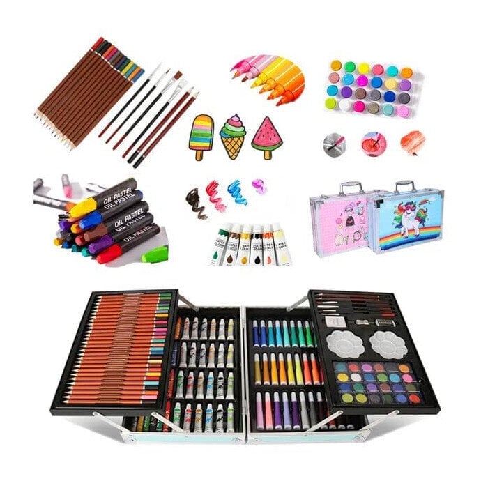 Zīmēšanas un radošuma komplekts, 145 gab., rozā цена и информация | Modelēšanas un zīmēšanas piederumi | 220.lv