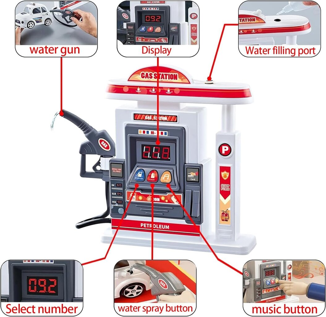 Rotaļu komplekts bērniem Baby Care, Degvielas uzpildes stacija, balta cena un informācija | Rotaļlietas zēniem | 220.lv