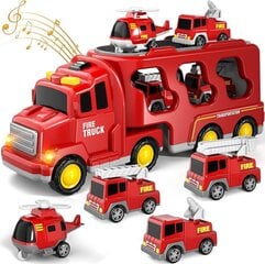 Rotaļu automašīnu komplekts Fire Truck, sarkans цена и информация | Игрушки для мальчиков | 220.lv