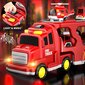 Rotaļu automašīnu komplekts Fire Truck, sarkans cena un informācija | Rotaļlietas zēniem | 220.lv