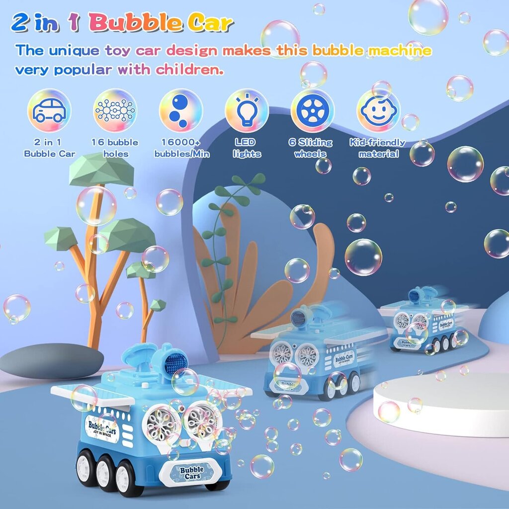 Ziepju burbuļu aparāts Bubble Cars, zils, 20x18x17 cm цена и информация | Ūdens, smilšu un pludmales rotaļlietas | 220.lv