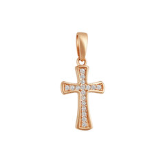 Золотой католический крестик с цирконами Brasco 58267 58267 цена и информация | Украшения на шею | 220.lv