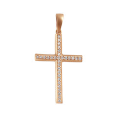 Золотой католический крестик с цирконами Brasco 58209 58209 цена и информация | Украшения на шею | 220.lv