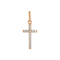 Золотой католический крестик с цирконами Brasco 57537 57537 цена и информация | Украшения на шею | 220.lv
