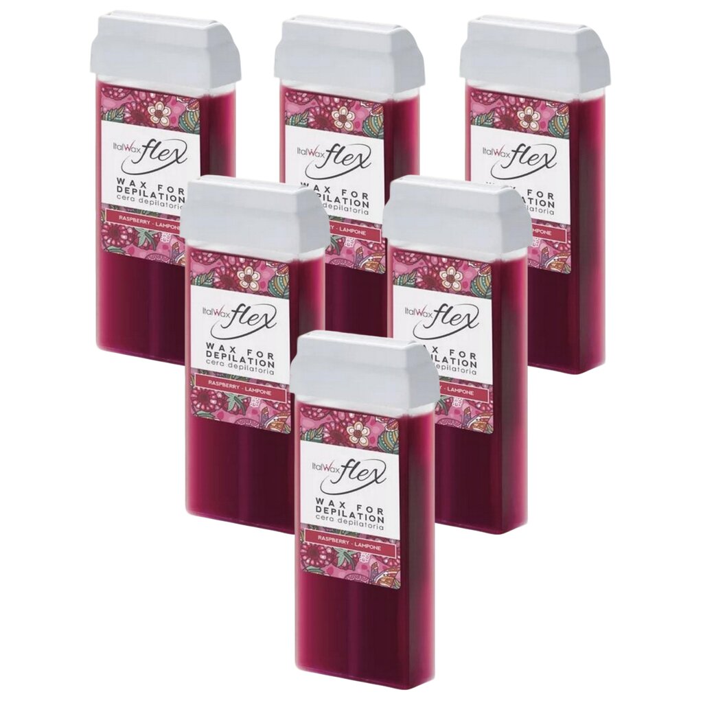 Vaska kārtridžs ItalWax Flex Raspberry 6x100ml cena un informācija | Depilācijas līdzekļi, vaksācijas piederumi | 220.lv