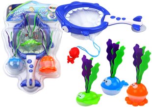 Vannas rotaļlietu grozs ar zivtiņām ar aļģēm Lean Toys, zils, 4 gab. цена и информация | Игрушки для мальчиков | 220.lv