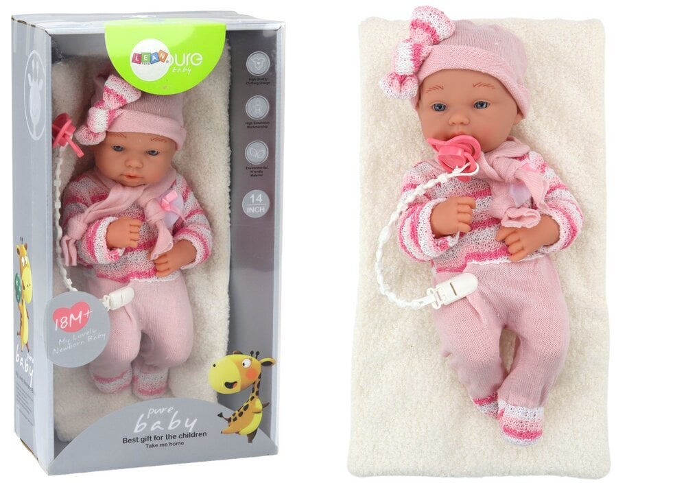 Bērnu lelle ar zīdaini Lean Toys, rozā, 35 cm x 16 cm x 10 cm cena un informācija | Rotaļlietas meitenēm | 220.lv