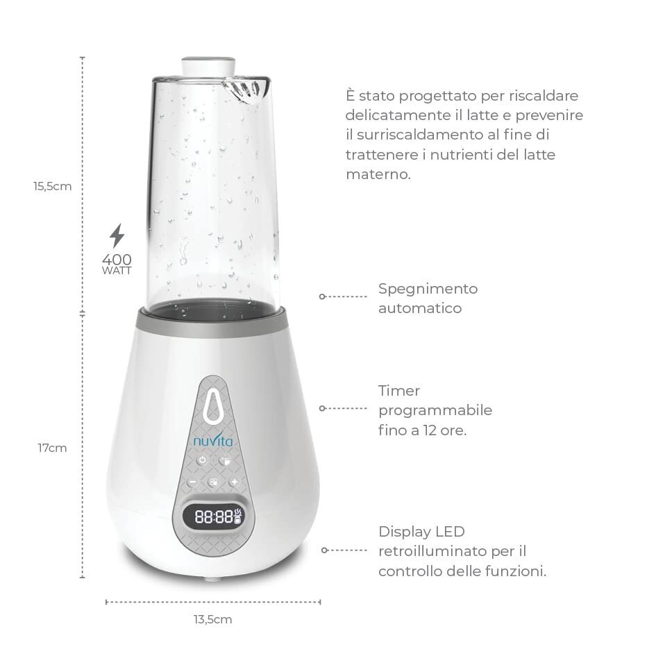 Ultraskaņas piena sildīšanas iekārta Nuvita, 1170, 400W, balta цена и информация | Bērnu pārtikas pagatavošanas ierīces | 220.lv