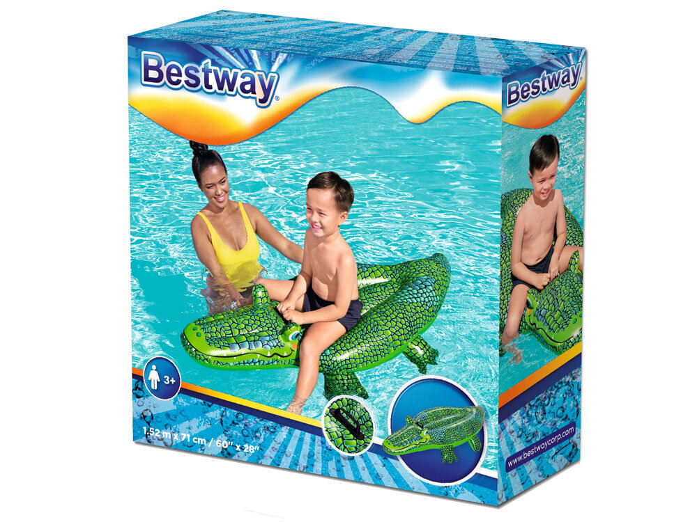 Piepūšamais atpūtas krēsls Bestway Crocodile, 152 x 71 cm, zaļš цена и информация | Piepūšamās rotaļlietas un pludmales preces | 220.lv