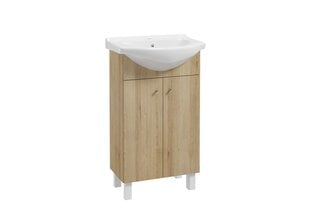 Шкафчик для ванной Luka Deftrans с раковиной Torrent 50 см, дуб цена и информация | Шкафчики для ванной | 220.lv