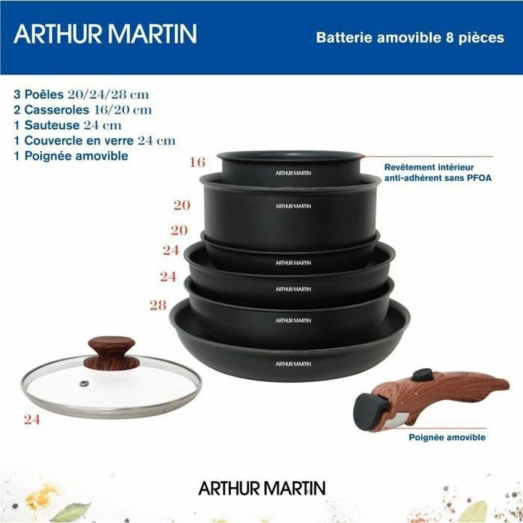 Katlu komplekts Arthur Martin 8gab. цена и информация | Pannas | 220.lv