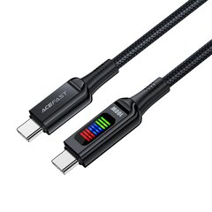 Кабель Acefast C7-03 USB-C USB-C 100 Вт 1,2 м с дисплеем - черный цена и информация | Кабели для телефонов | 220.lv