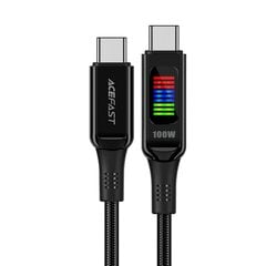 Кабель Acefast C7-03 USB-C USB-C 100 Вт 1,2 м с дисплеем - черный цена и информация | Кабели для телефонов | 220.lv