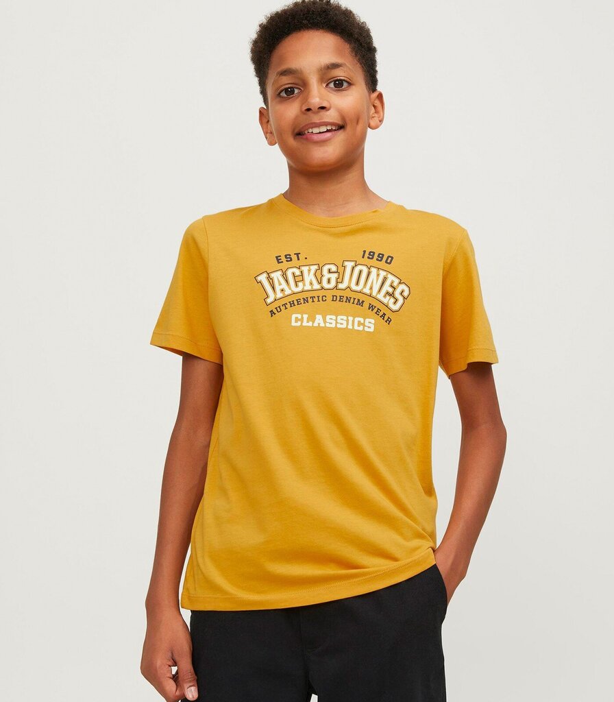 Jack & Jones bērnu T-krekls 12237367*01, dzeltens 5715425346873 cena un informācija | Zēnu krekli | 220.lv