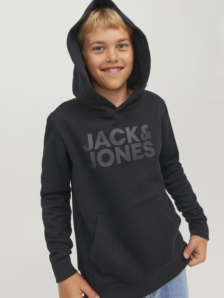 JACK & JONES JUNIOR bērnu sporta krekls 12152841*05, melns/melns 5715321545936 cena un informācija | Zēnu jakas, džemperi, žaketes, vestes | 220.lv