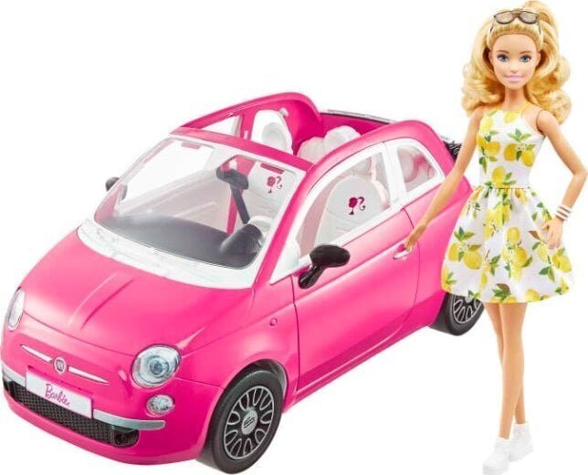 Lelle Barbie ar automašīnu Fiat 500 цена и информация | Rotaļlietas meitenēm | 220.lv