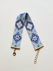 Синий браслет с узорами, сплетенный из бисера цена и информация | Женские браслеты | 220.lv