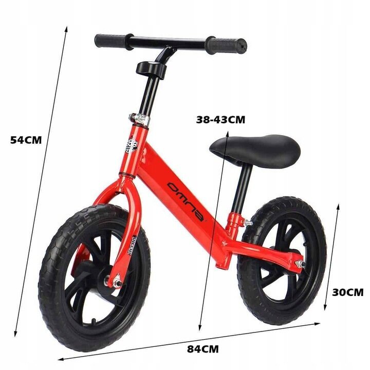 Līdzsvara velosipēds Omna BB-01 12", sarkans cena un informācija | Balansa velosipēdi | 220.lv