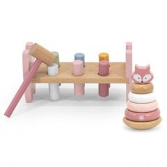Koka mācību piramīda un spēle ar āmuru Montessori Viga PolarB, rozā цена и информация | Развивающие игрушки | 220.lv