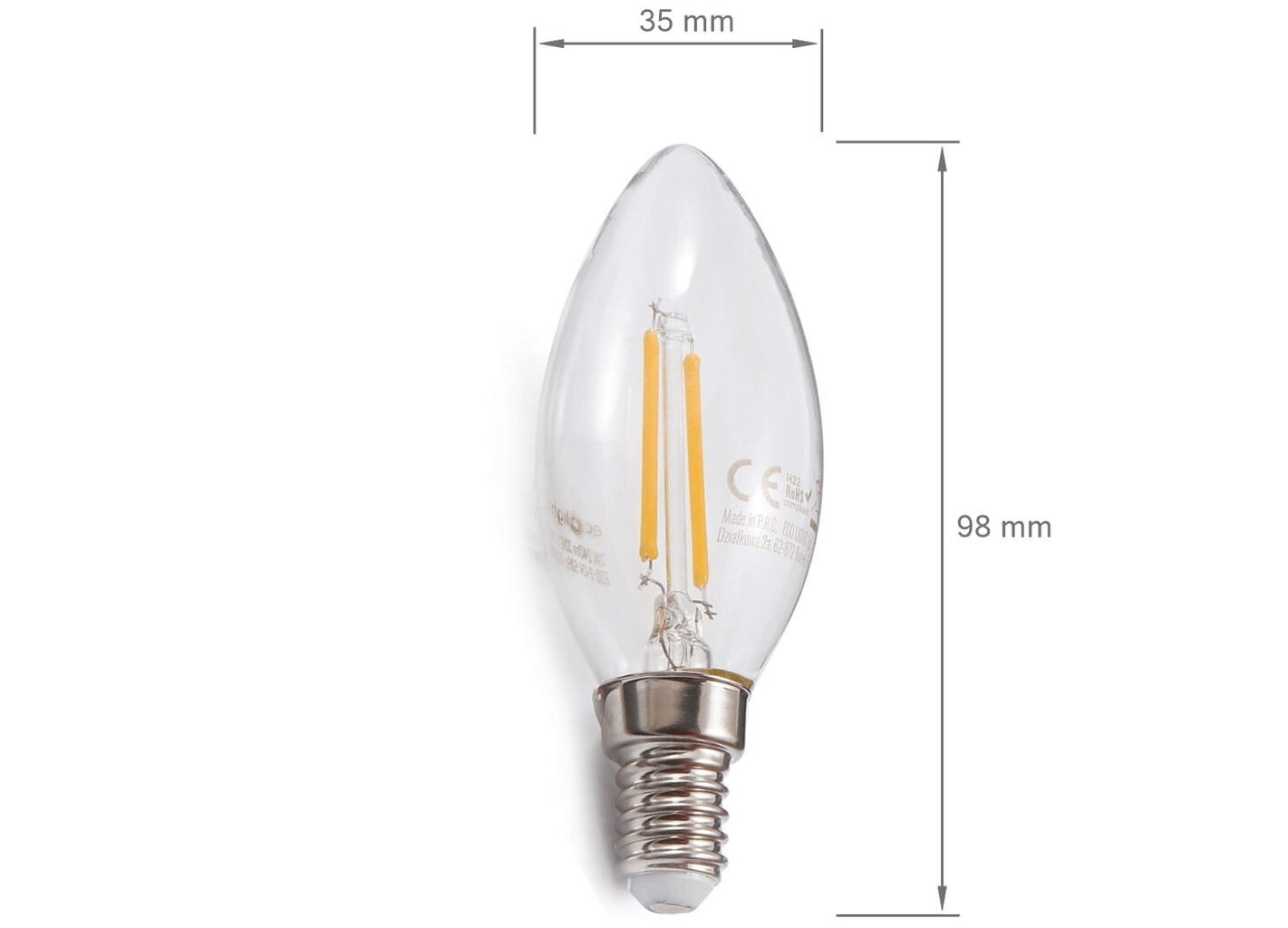 LED spuldze Eco-Light Filament, E14, 2700K, 1 gab. cena un informācija | Spuldzes | 220.lv