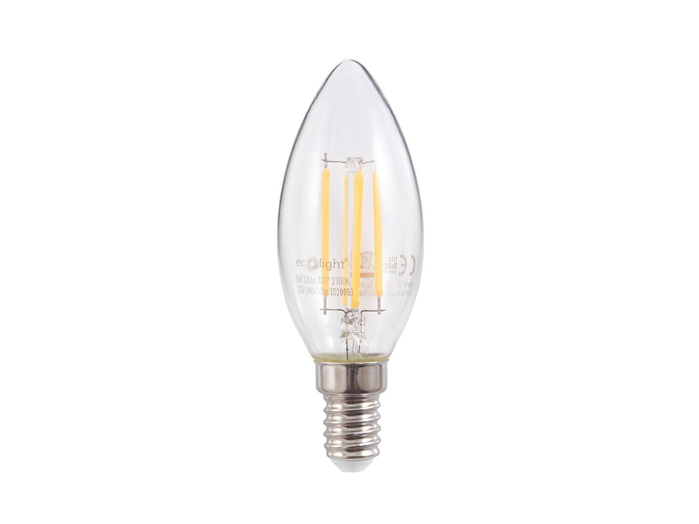 LED spuldze Eco-Light Filament, E14, 2700K, 1 gab. cena un informācija | Spuldzes | 220.lv