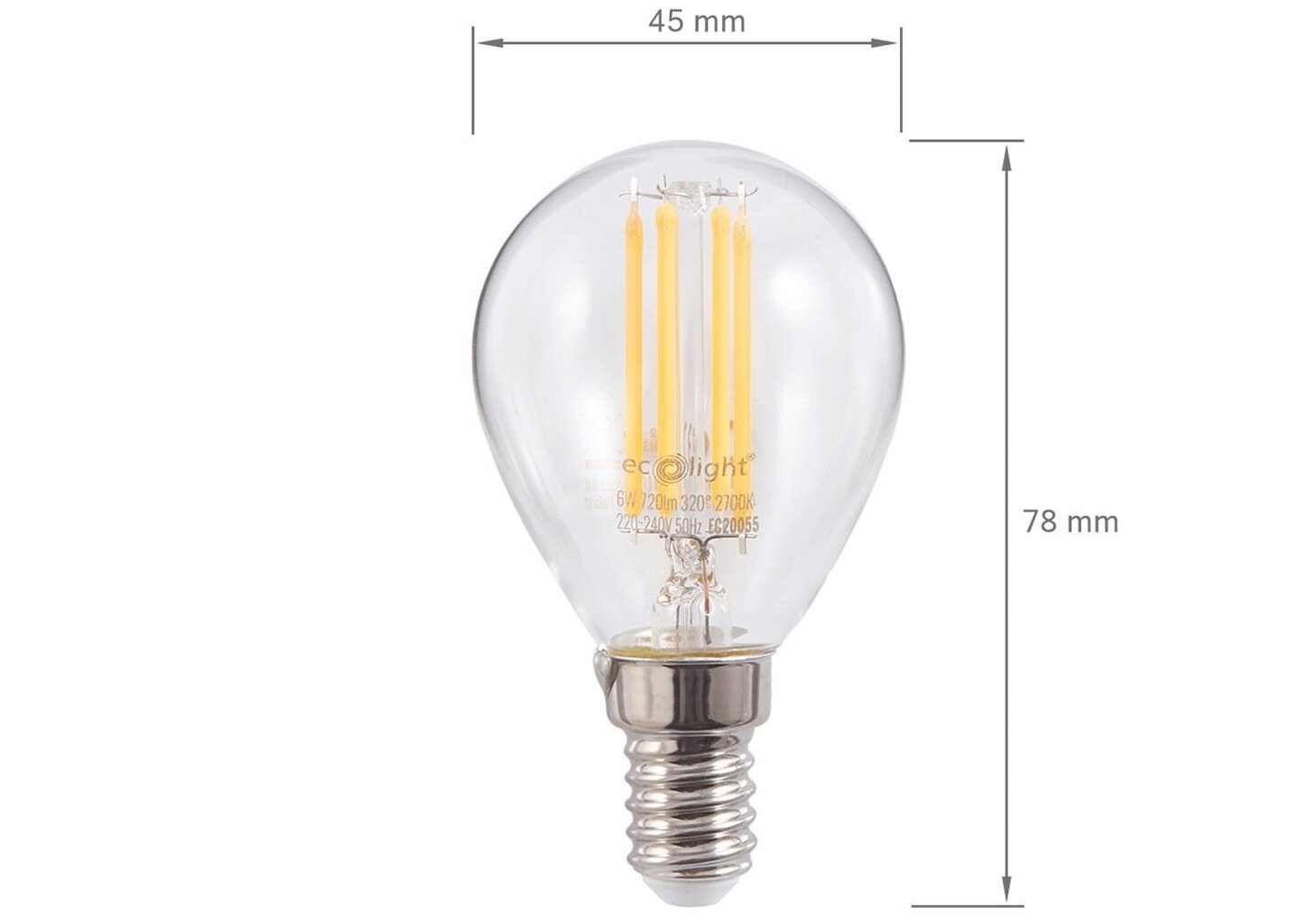 LED spuldze Eco-Light Filament, E14, 2700K, 1 gab. cena un informācija | Spuldzes | 220.lv