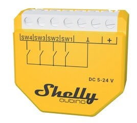 Контроллер цифрового ввода Wifi Shelly Qubino Wave i4 DC цена и информация | Системы безопасности, контроллеры | 220.lv