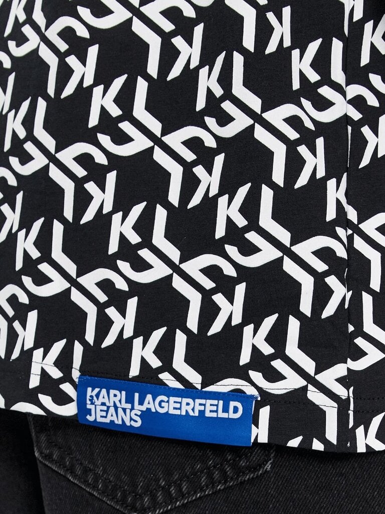 T-krekls vīriešiem Karl Lagerfield Jeans Black White Aop 240D1710 563760193, melns cena un informācija | Vīriešu T-krekli | 220.lv