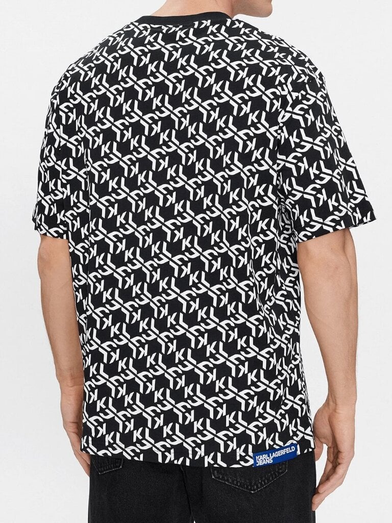 T-krekls vīriešiem Karl Lagerfield Jeans Black White Aop 240D1710 563760193, melns цена и информация | Vīriešu T-krekli | 220.lv