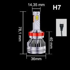 Spuldzes Led H7, S12, 30000Lm, 160W, 2 gab. цена и информация | Автомобильные лампочки | 220.lv