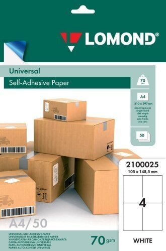 Līmpapīrs uzlīmēm Lomond, 105x148,5 mm, A4, 4x50 gab. цена и информация | Kancelejas preces | 220.lv