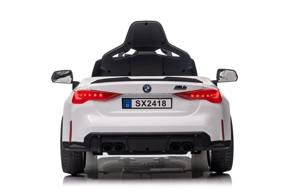 Vienvietīgs elektromobilis bērniem BMW M4, balts cena un informācija | Bērnu elektroauto | 220.lv