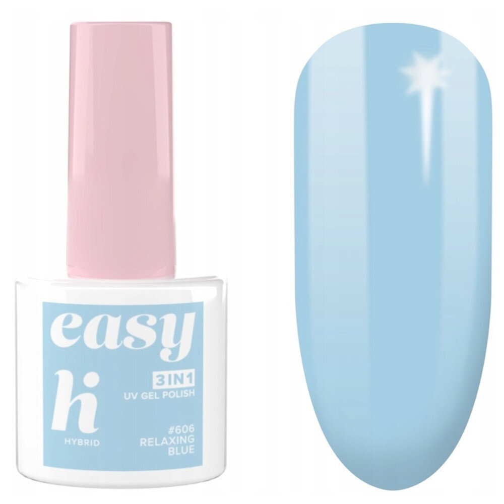 Hibrīda nagu laka Hi Hybrid Easy 3in1, 606 Relaxing Blue, 5 ml цена и информация | Nagu lakas, stiprinātāji | 220.lv