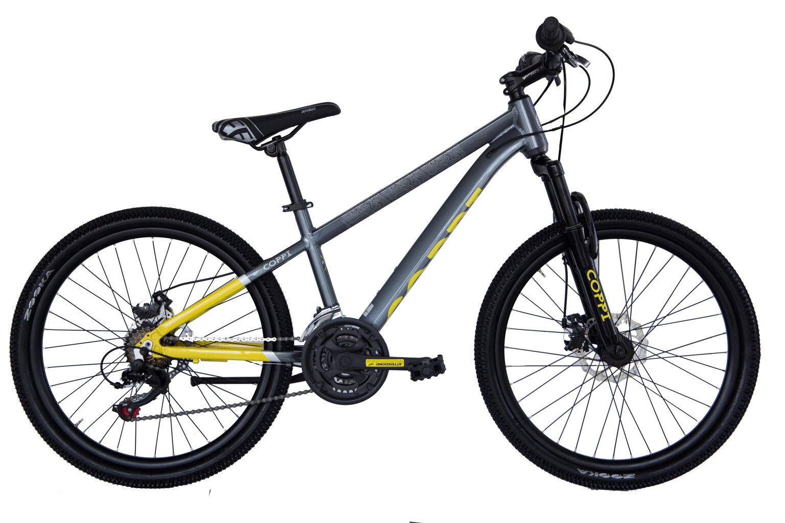Kalnu velosipēds Coppi 24", pelēks/dzeltens цена и информация | Velosipēdi | 220.lv