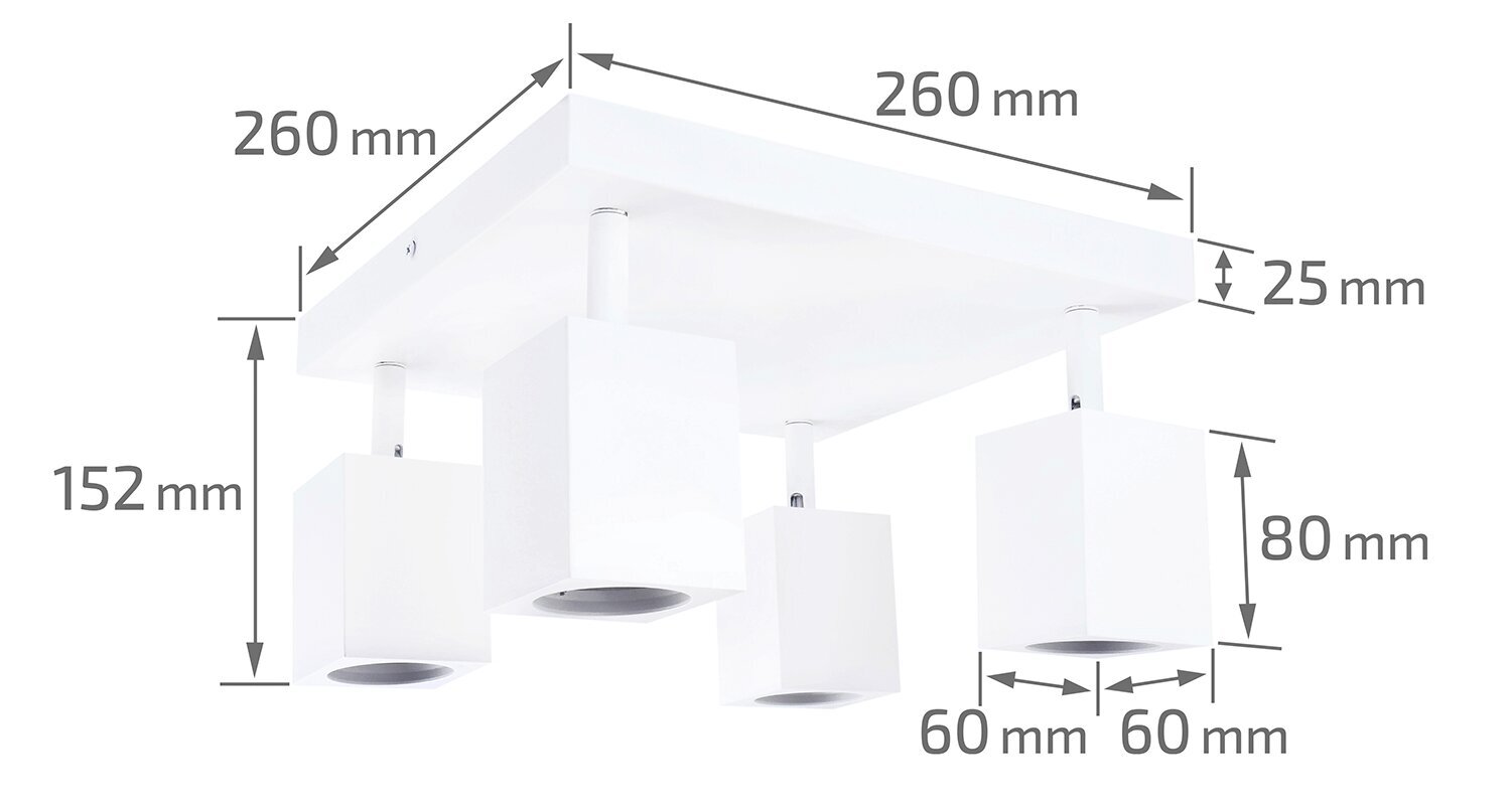 Idea Led Halogēna sienas/galda gaismeklis LED Quantus x4 цена и информация | Griestu lampas | 220.lv