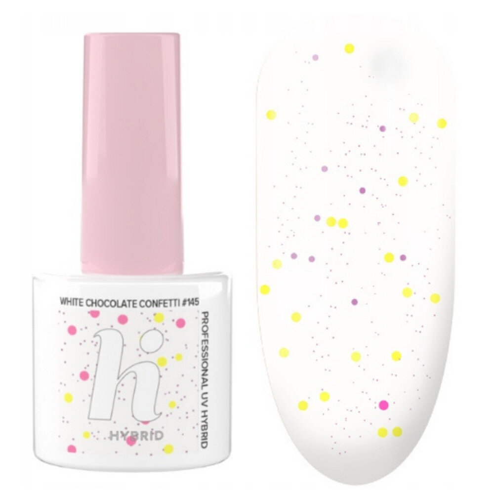 Hibrīda nagu laka Hi Hybrid, 145 White Chocolate Confetti, 5 ml цена и информация | Nagu lakas, stiprinātāji | 220.lv