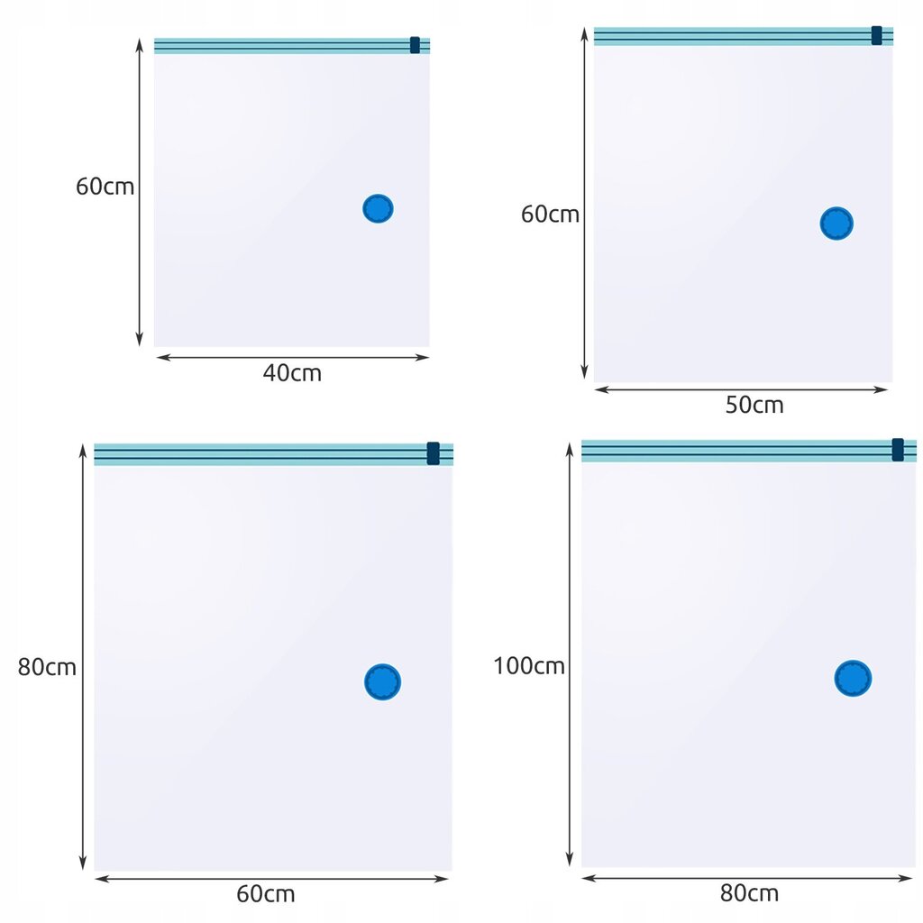Vakuuma maisi drēbēm, 4 izmēri, 20 gab. цена и информация | Pakaramie un apģērbu maisi | 220.lv