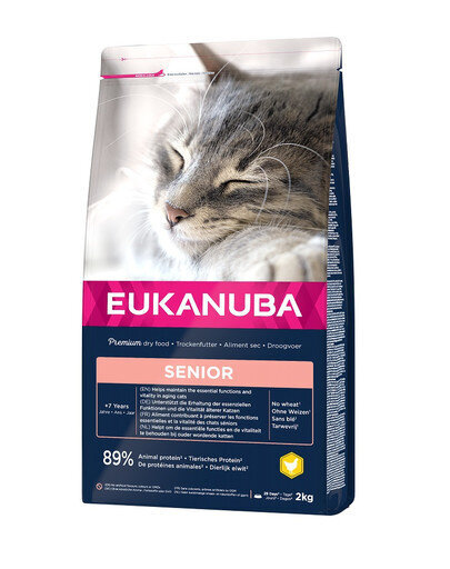 Eukanuba Cat Senior vecākiem kaķiem, ar vistu un aknām, 2 kg цена и информация | Sausā barība kaķiem | 220.lv