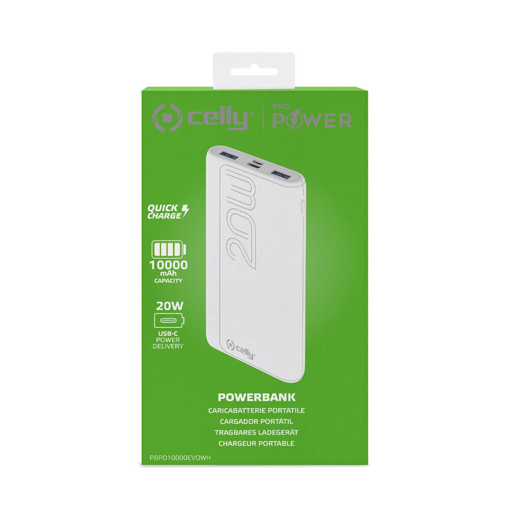 Celly PBPD10000EVOWH 10000 mAh цена и информация | Lādētāji-akumulatori (Power bank) | 220.lv