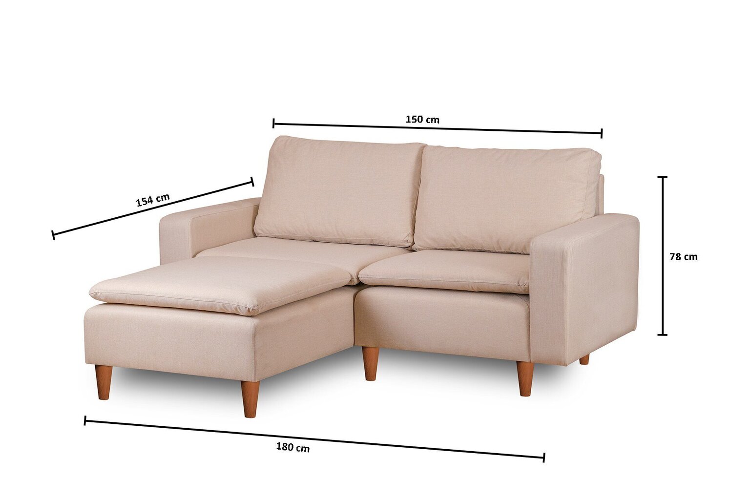 Stūra dīvāns Lungo Mini, bēšs цена и информация | Stūra dīvāni | 220.lv