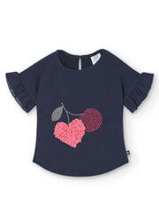 T-krekls meitenēm Boboli Heart Cherry 520239687, tumši zils цена и информация | Рубашки для девочек | 220.lv