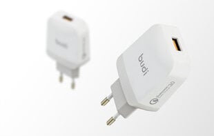 Зарядное устройство 1xUSB-A Budi 18 Вт (белое) цена и информация | Зарядные устройства для телефонов | 220.lv