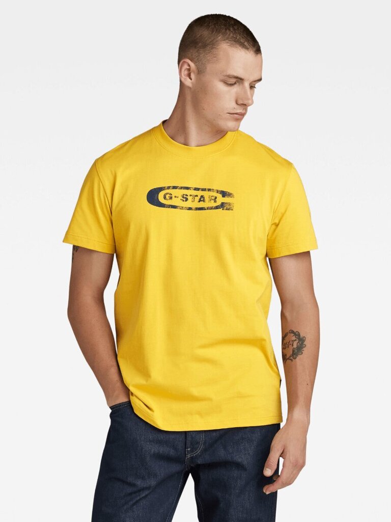 T-krekls vīriešiem G-Star Distressed Old School 560023460, dzeltens cena un informācija | Vīriešu T-krekli | 220.lv