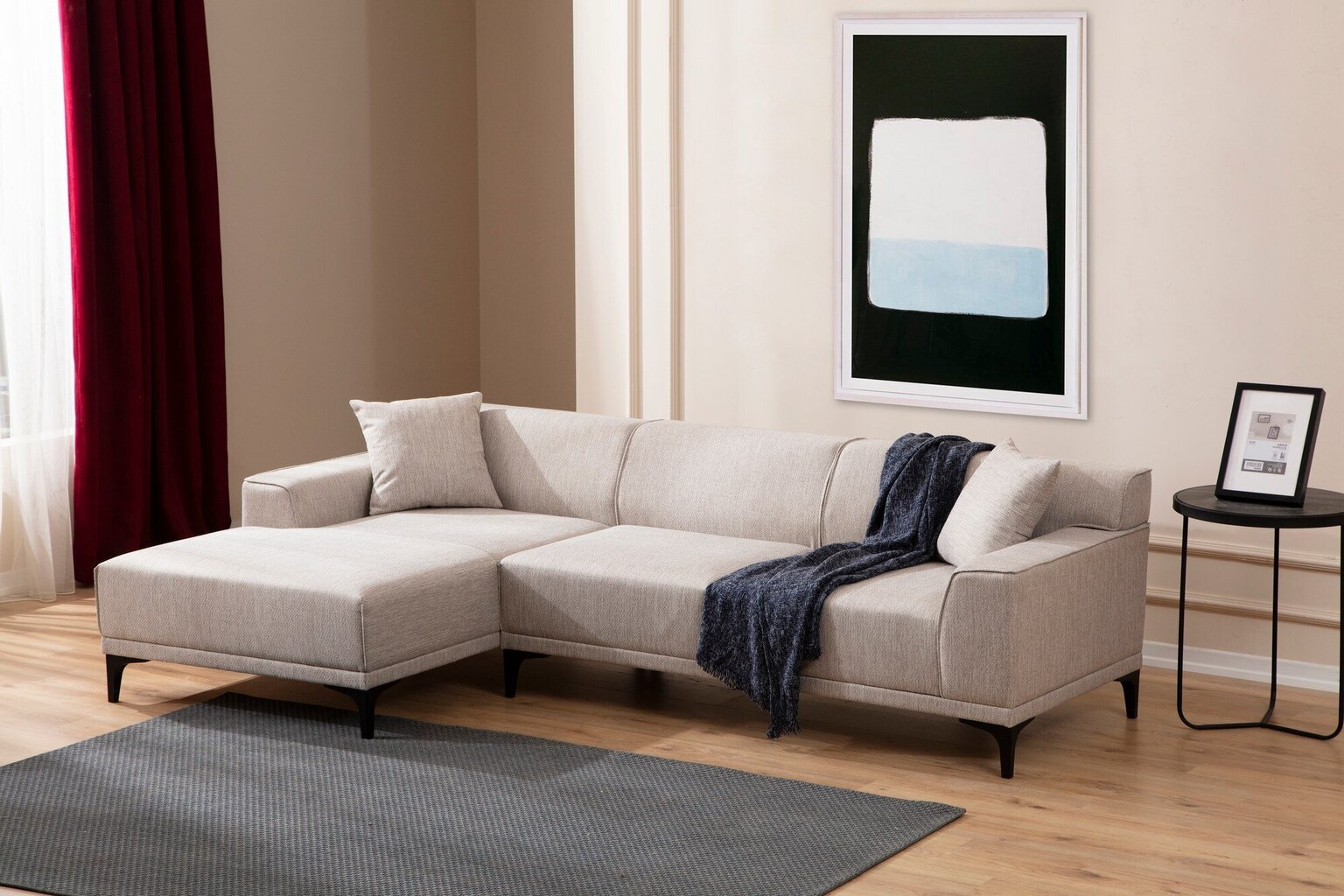 Stūra dīvāns Petra, bēšs cena un informācija | Stūra dīvāni | 220.lv